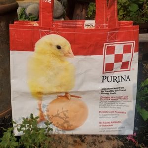 Upcycled Feed Bag Baby Chick Tote Bag
